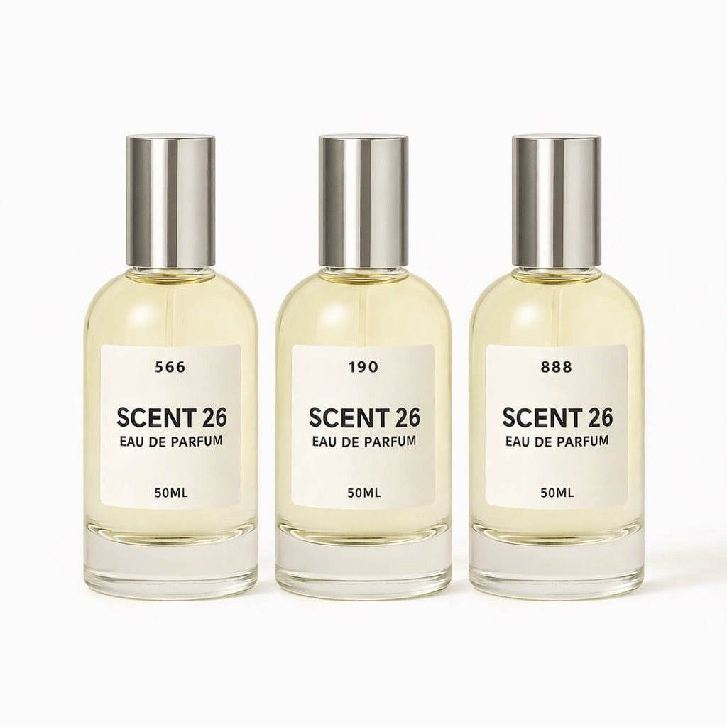 Get 3 x 50ml designer inspired perfumes for £34.99 Scent 26