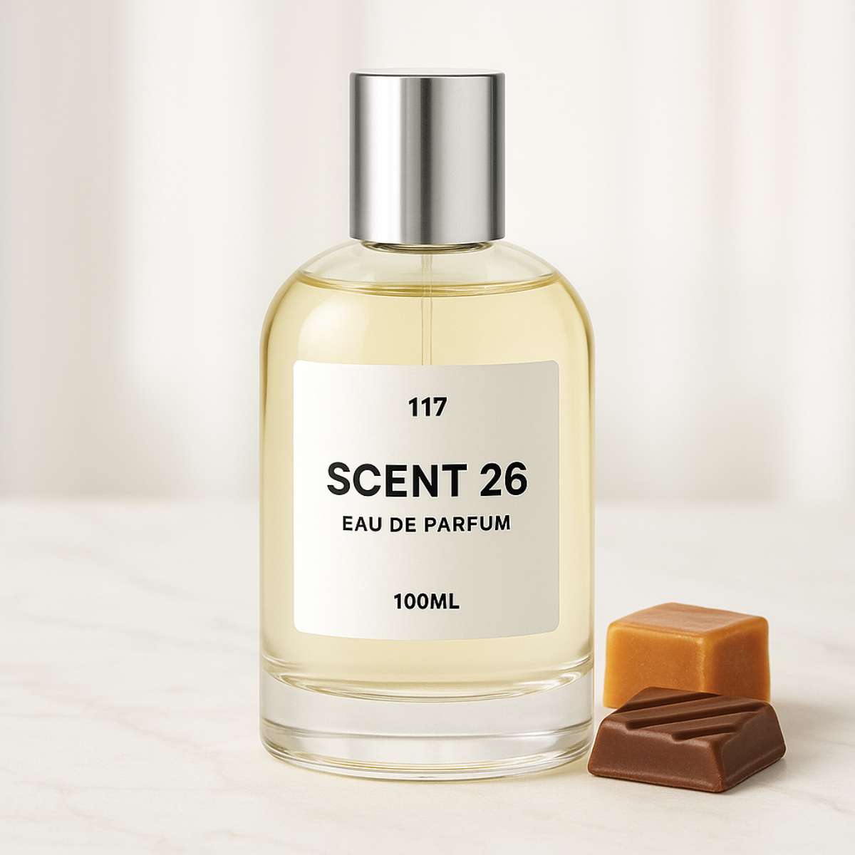 100ml bottle of Angel designer-inspired dupe perfume UK by Scent 26, luxurious fragrance for women