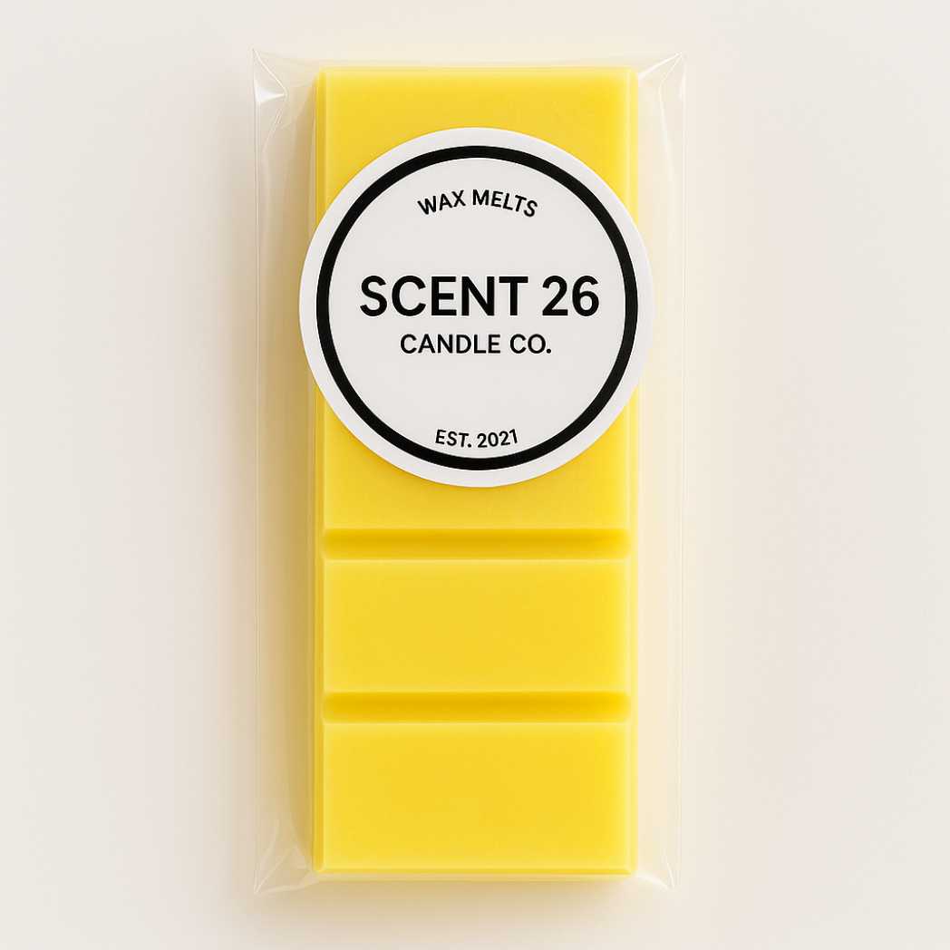 45g Bum Bum Cream-inspired wax melt snap bar with 5 creamy rectangular sections, warm beige-gold colour with a soft shimmer, fragranced with pistachio, salted caramel, and vanilla musk