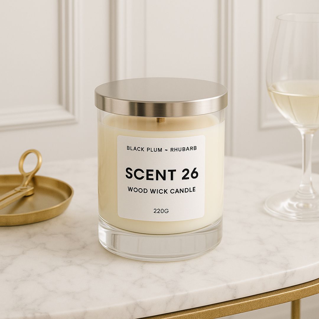 Lemongrass + Ginger Glass Wood Wick Candle - 220g