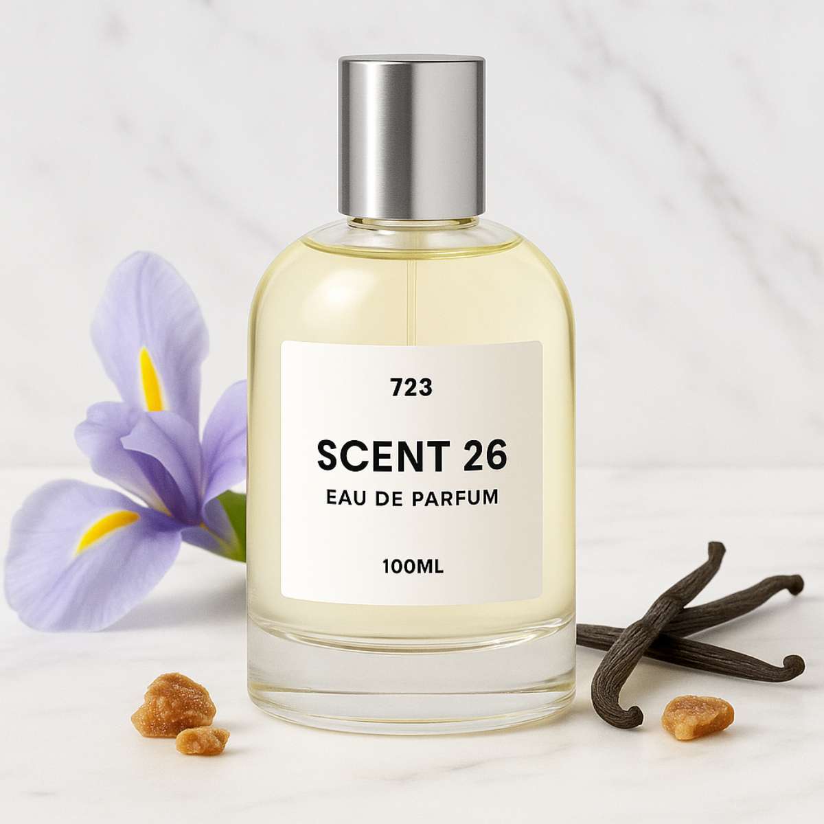 100ml bottle of La Vie Est Belle designer-inspired dupe perfume UK by Scent 26, sweet and elegant fragrance for women