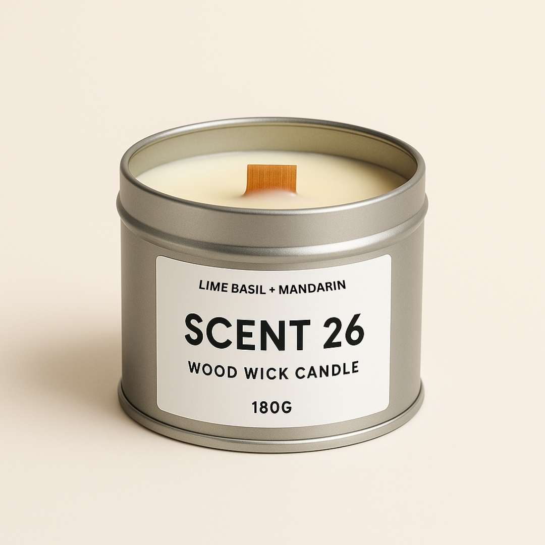 Luxury Lime Basil + Mandarin candle with crackling wood wick – hand-poured soy wax candle inspired by designer fragrance