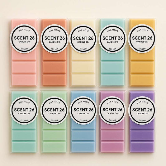 Shop our Wax Melt Snap Bar Bundle - Buy 10 or more and enjoy 20% off! Perfect for creating a cosy, fragrant atmosphere in your home with a variety of luxurious scents. A great deal for wax melt lovers!