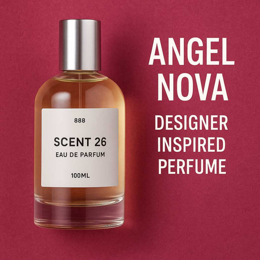 Scent 26 Angel Nova inspired perfume – 100ml fruity floral fragrance bottle, designer style scent for women, affordable dupe with silver cap