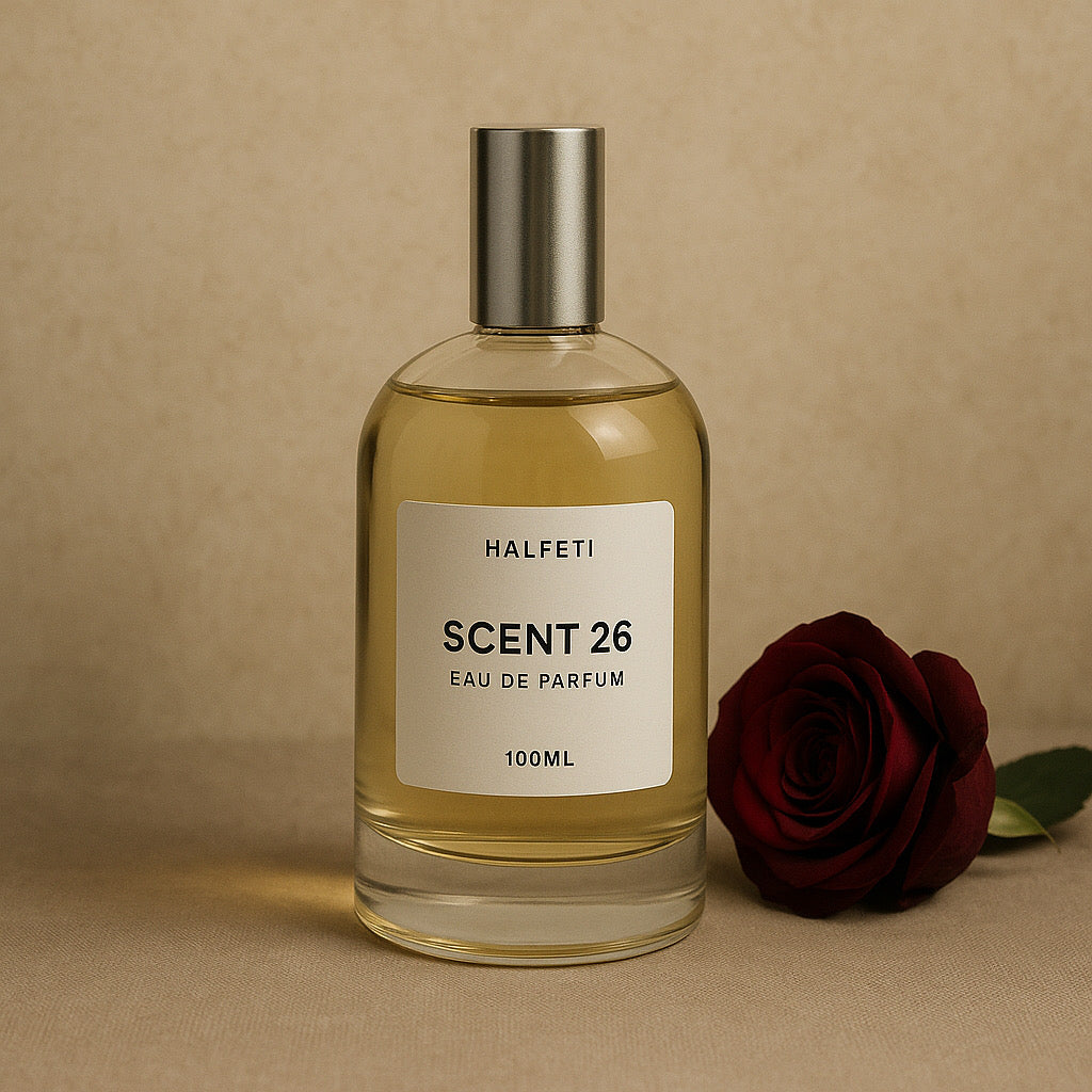 Collection of UK-made dupe perfumes in 100ml bottles, inspired by luxury scents, arranged on a clean neutral background – affordable alternatives to designer fragrances