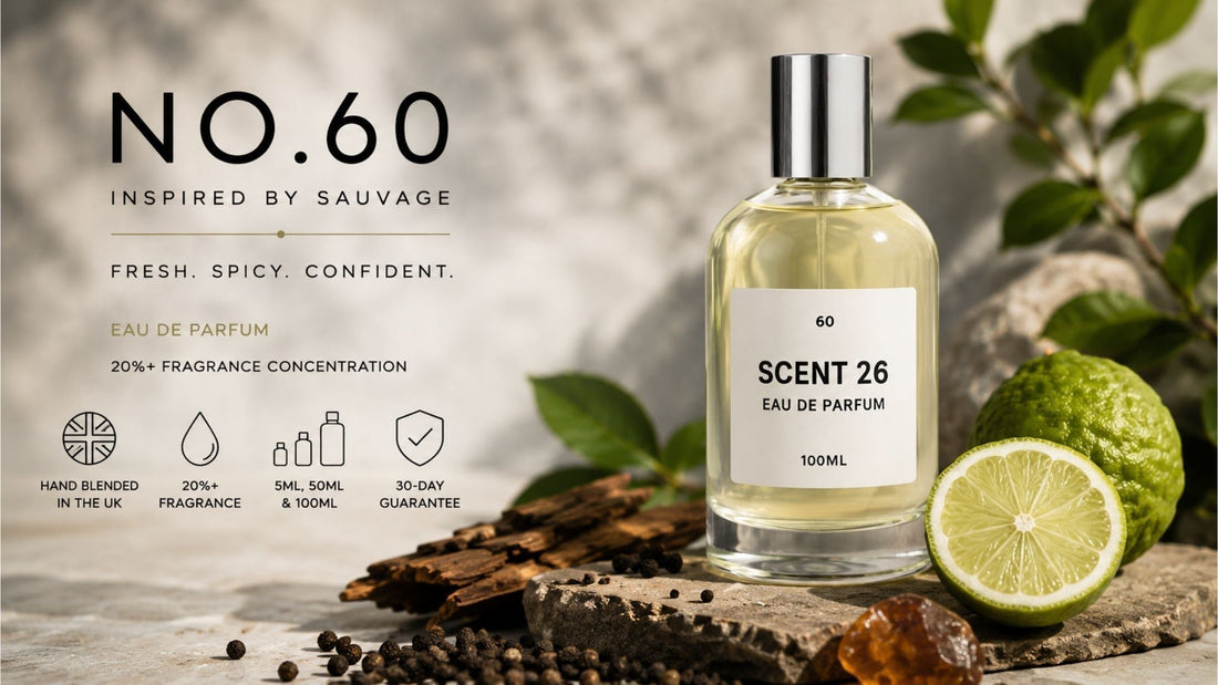 Scent 26 No.60 Sauvage inspired Eau de Parfum with bergamot, pepper and woody fragrance notes