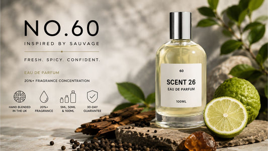 Scent 26 No.60 Sauvage inspired Eau de Parfum with bergamot, pepper and woody fragrance notes