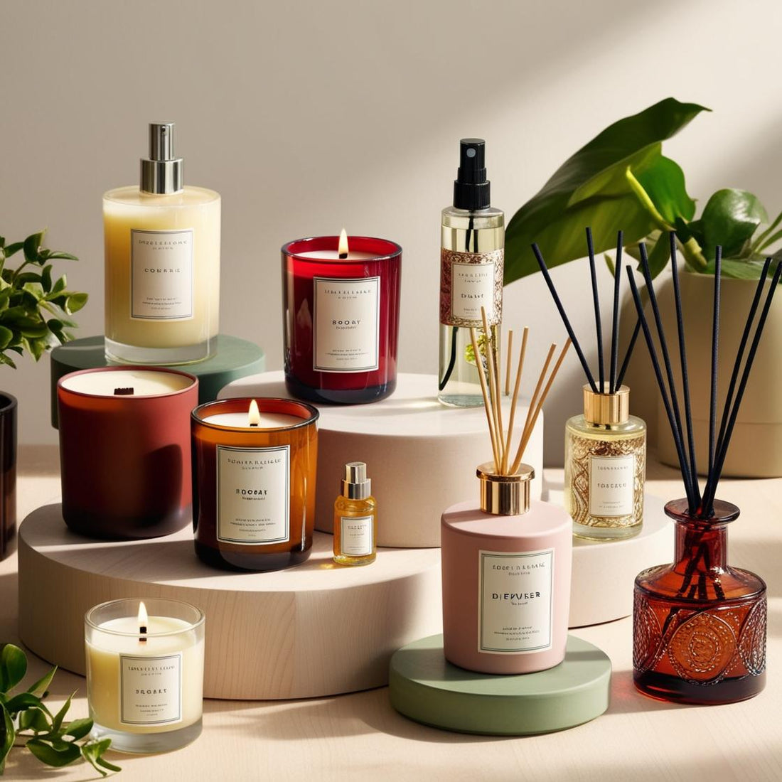 A beautifully wrapped home fragrance gift set featuring scented candles, wax melts, and a reed diffuser—perfect for Mother’s Day gifting.