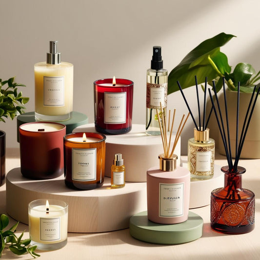 A beautifully wrapped home fragrance gift set featuring scented candles, wax melts, and a reed diffuser—perfect for Mother’s Day gifting.