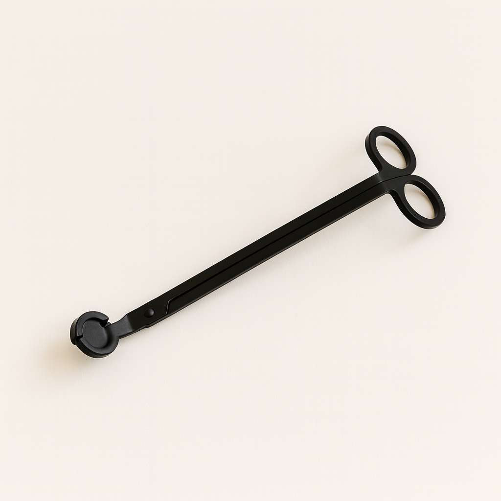 Matte black candle wick trimmer tool for trimming candle wicks cleanly