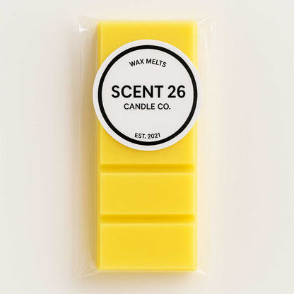 45g Bum Bum Cream-inspired wax melt snap bar with 5 creamy rectangular sections, warm beige-gold colour with a soft shimmer, fragranced with pistachio, salted caramel, and vanilla musk