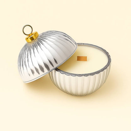 Christmas Bauble Silver Wood Wick Candle from Scent 26