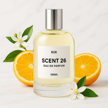 100ml bottle of Neroli Portofino designer-inspired dupe perfume UK by Scent 26, fresh unisex citrus fragrance