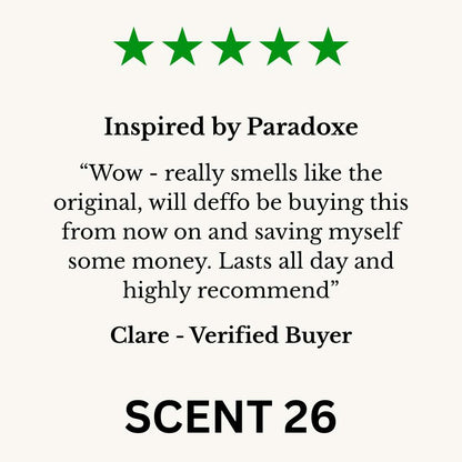 Paradoxe Dupe Perfume, a sophisticated blend of floral and woody notes with a touch of citrus, inspired by the iconic Paradoxe fragrance by Prada.