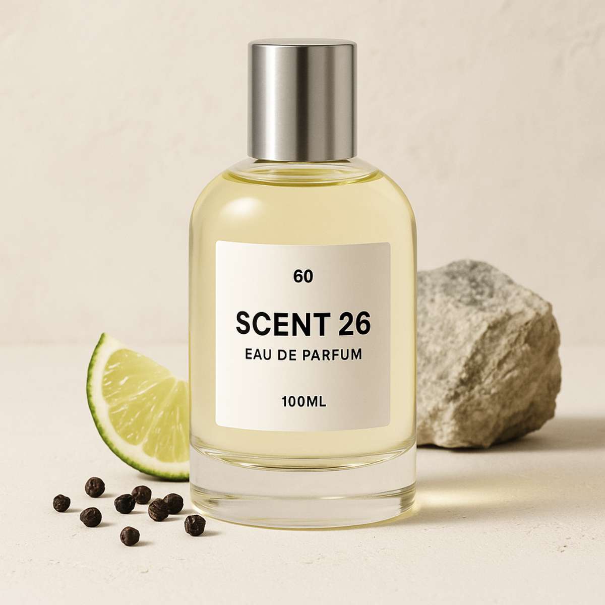 100ml bottle of Savage designer-inspired dupe perfume UK by Scent 26, fresh and masculine fragrance for men