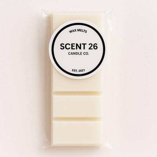 White Christmas wax melt snap bar with soft winter snowy fragrance