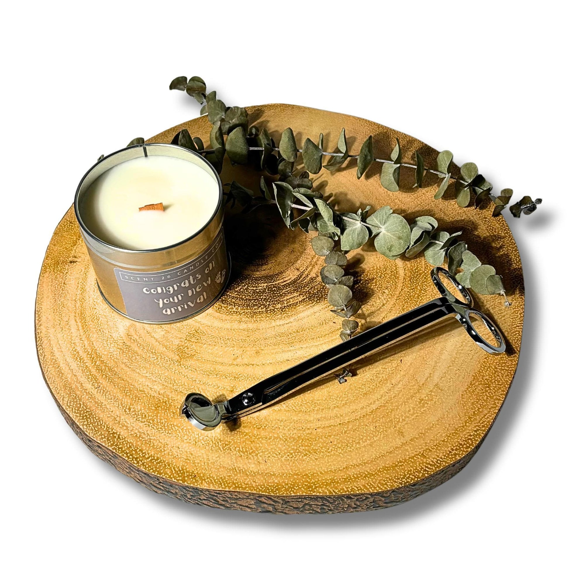 BABY POWDER 'CONGRATS ON YOUR NEW ARRIVAL' WOOD WICK CANDLE