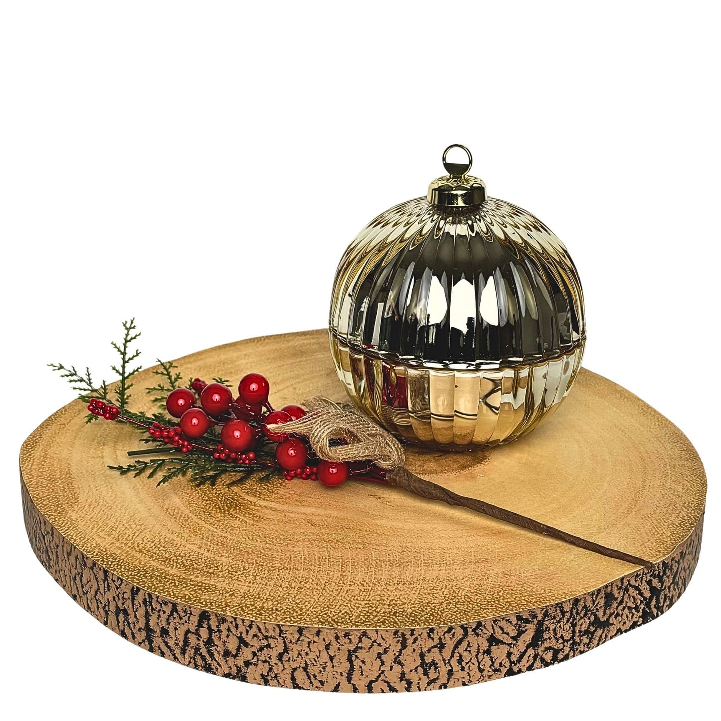 CHRISTMAS BAUBLE WOOD WICK CANDLE