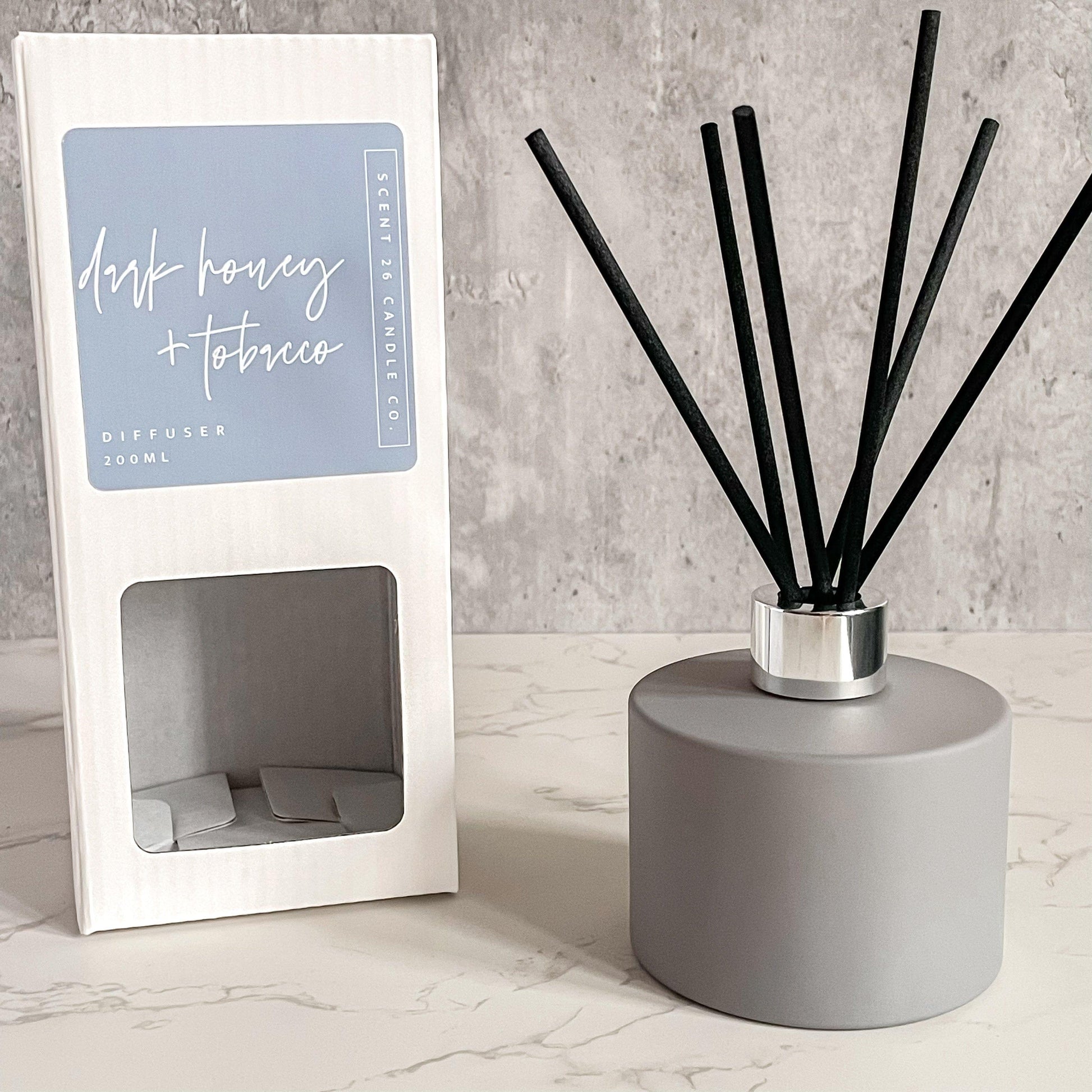 Scent 26 Candle Co. Air Fresheners Reed Diffuser | Ice Grey | Dark Honey & Tobacco | 200ml